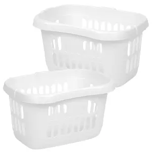 1 x Ice White Hipster Plastic Laundry Basket For Washing Clothes & Laundry