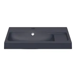 GoodHome Mila Black Rectangular Vanity Basin (W)60.4cm