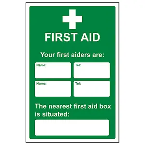 First Aid/First Aiders/Location Sign - Adhesive Vinyl - 300x400mm (x3)