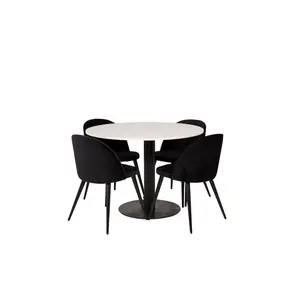 Withernsea Dining Set with 4 Chairs Black / White