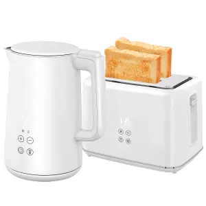 HOMCOM 1.5L 3000W Fast Boil Electric Kettle and 2 Slice Toaster Set, White