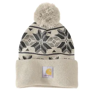 Carhartt Knit Pom Jacquard Beanie Oat Milk