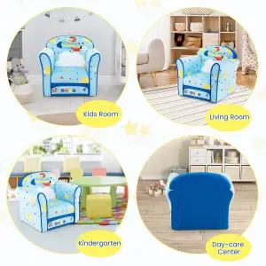 Costway Kids Sofa Children Armrest Upholstered Chair Cute Pattern Armchair Solid Frame