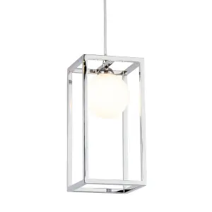 Luminosa Industrial And Retro Hanging Pendant Chrome 1 Light  with Glass Shade, G9