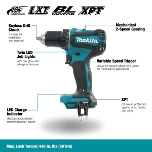 Makita DDF485 18V LXT Lithium Ion Brushless Drill Driver 2 Speed Bare - 1 x 5ah