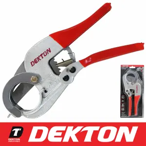 Dekton Vinyl Waste Plastic Pipe Cutter Ratchet Plumbers Tool Capacity 42mm