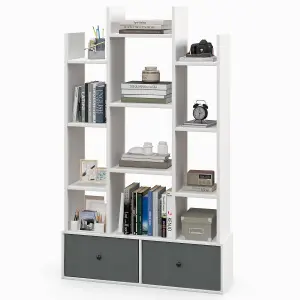 Costway 12 Tier Bookshelf Open Storage Wood Bookcase Organizer Display Shelf