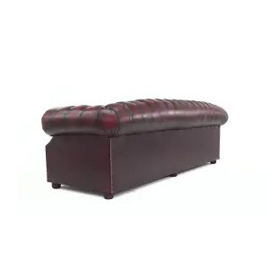 Chesterfield 4 Seater Antique Oxblood Red Real Leather Sofa Bespoke In Buckingham Style