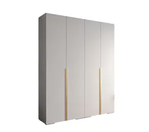 Elegant Inova I Hinged Door Wardrobe H2370mm W2000mm D470mm - Versatile White Finish with Gold Vertical Metal Handles