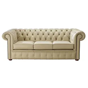 Chesterfield 3 Seater Shelly Somerset Stone Leather Sofa Bespoke In Classic Style