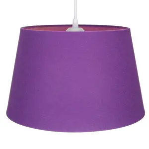 Traditional Linen Fabric Drum Shade for Pendant & Lampshade Purple / 19cm H x 30cm W x 30cm D