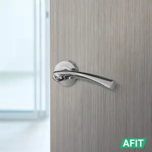 AFIT Chrome Internal Door Handle - 5 Pairs Polished Chrome Lever on Rose Round Handles - Novi Range