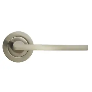 UNO Door Handle Modern Satin Nickel Lever on Rose Internal Doors Handles + 64mm Latch