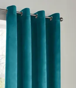 Velvet Blackout 66" x 54" Teal (Ring Top Curtains)