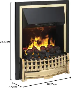 Dimplex Atherton Optimyst Inset Electric Fire, Classical Black and Brass 3D Ultra-realistic LED Flame Effect fire With Adjustable