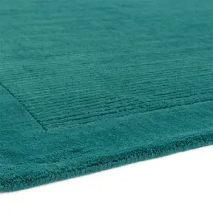 Teal Simple and Stylish Wool Handmade Modern Plain Rug for Living Room and Bedroom-60cm X 120cm