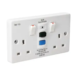 CED WRCDSSK2 Axiom RCD Switched Socket Passive / Latching Flush 2 Gang 13A (White)