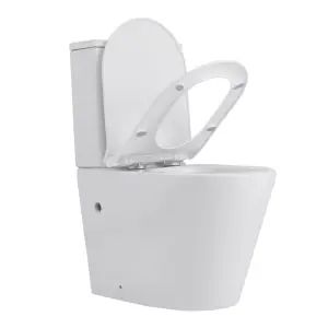 White 2-Piece Simple Floor Mounted Elongated Toilet with Dual Flush