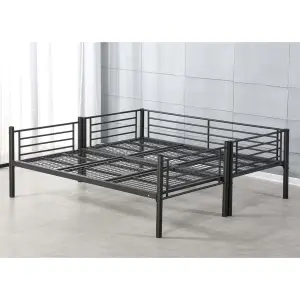 Reinforced Beds, Anmer Bunk Bed in Black - Strong Mesh Base with Solid Structure - Suitable for Adult Use -  Single (3ft)