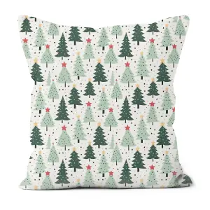 Printed Faux Suede Cushion Christmas Trees 30cm x 30cm