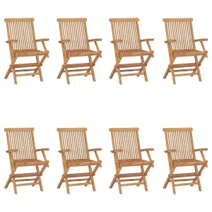 Berkfield Folding Garden Chairs 8 pcs Solid Teak Wood