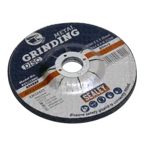 Sealey Grinding Disc 100 x 6mm 16mm Bore For Metal Aluminium Oxide PTC/100G