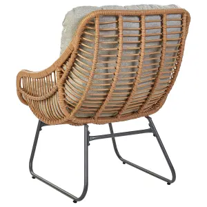 Garden Chair MESTRE with Footstool PE Rattan Natural