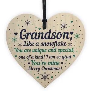 Red Ocean Grandson Christmas Ornament Bauble Wooden Heart Keepsake Gift From Grandparent Nan Gifts