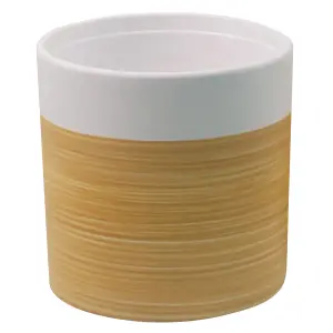 Verve Penan Gloss White Wood effect Clay Plant pot (Dia) 30cm, (H)30cm