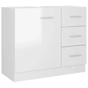 Berkfield Sink Cabinet High Gloss White 63x30x54 cm Engineered Wood