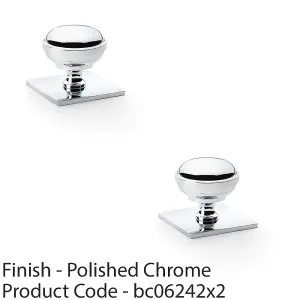 2 PACK - Classic Round Cabinet Door Knob & Matching Backplate Polished Chrome 38mm Handle