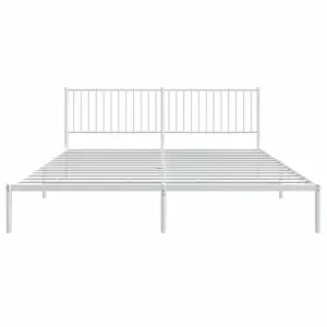 Berkfield Metal Bed Frame with Headboard White 200x200 cm