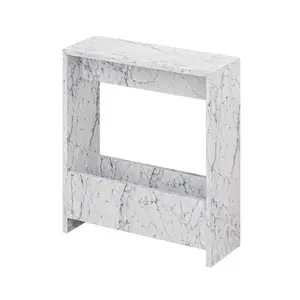 Beeler Modern Slim Compact Side Table White Marble