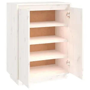 Berkfield Shoe Cabinet White 60x35x80 cm Solid Wood Pine