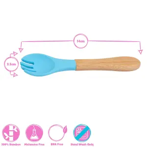 Bamboo Baby Weaning Fork with Silicone Tip - Blue