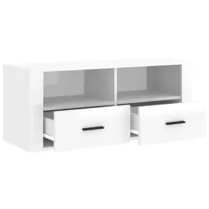 Berkfield TV Cabinet High Gloss White 100x35x40 cm Engineered Wood