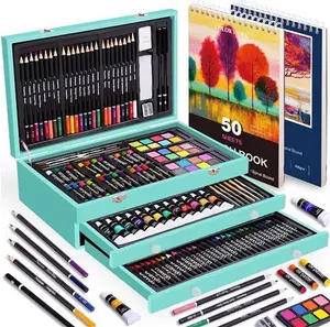 Shop 175 Piece Deluxe Art Set With 2 Drawing Pads, Acrylic Paints, Crayons, Colored Pencils, Paint Set In Wooden Case, Professional Art Kit, Art