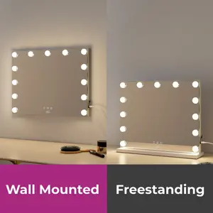 Neo Hollywood Vanity Touch Wall Mounted Freestanding Mirror with 13 LED Bulbs Lights