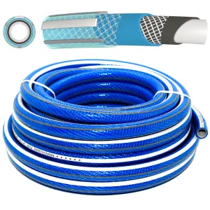 Garden Hose Pipe, 20 m / 65 ft Long, Premium Non-Kinking Reinforced 6 Layer Non-Toxic 1/2" Watering Irrigation Hosepipe (Blue)