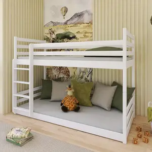 White Mini Bunk Bed for Children with Foam Mattresses - Safe, Space-Saving & Stylish