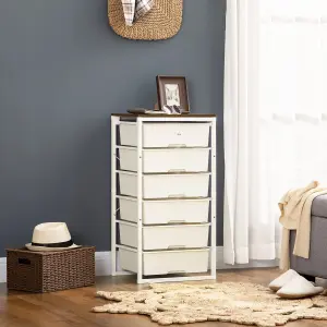 HOMCOM Chest of Drawers, 6 Drawer Unit Storage Chest Bedroom Living Room White