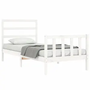 Berkfield Bed Frame with Headboard White 90x190 cm Solid Wood