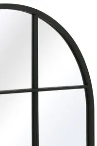 MirrorOutlet The Fenarc Black Metal Framed Arched Window Wall Garden Mirror 120CM X 80CM