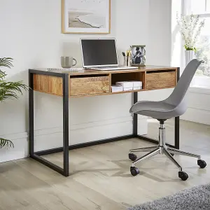 Home Source Toronto 2 Drawer Computer Office Desk Smoked Oak Effect