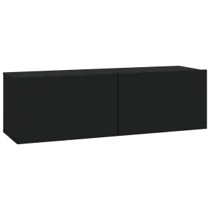 Berkfield 4 Piece TV Cabinet Set Black Engineered Wood