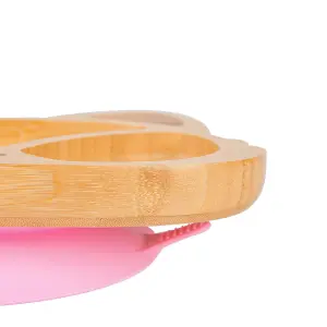 Tiny Dining - Children's Bamboo Suction Fox Plate - Pink