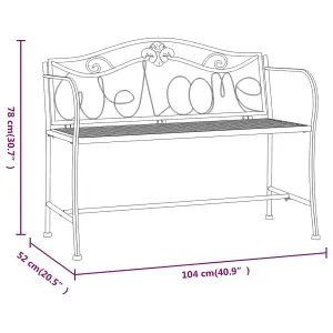 Berkfield 2-Seater Garden Bench 104 cm Black Steel