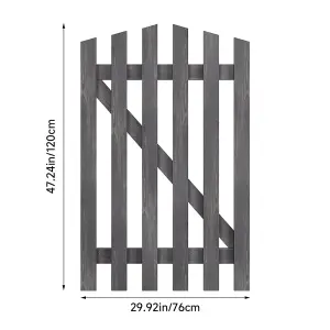 Grey Coated Freestanding Wooden Picket Garden Gate and Fence Door W 76cm H 120cm