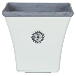 Beliani Retro Plant Pot ELATEIA Stone White