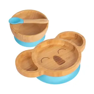 Tiny Dining - Children's Bamboo Suction Koala Dinner Set - Blue